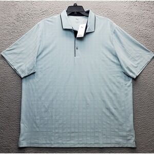 PUMA Golf Performance Polo Shirt Men XXL Green Matter Check Stretch Slit Popover